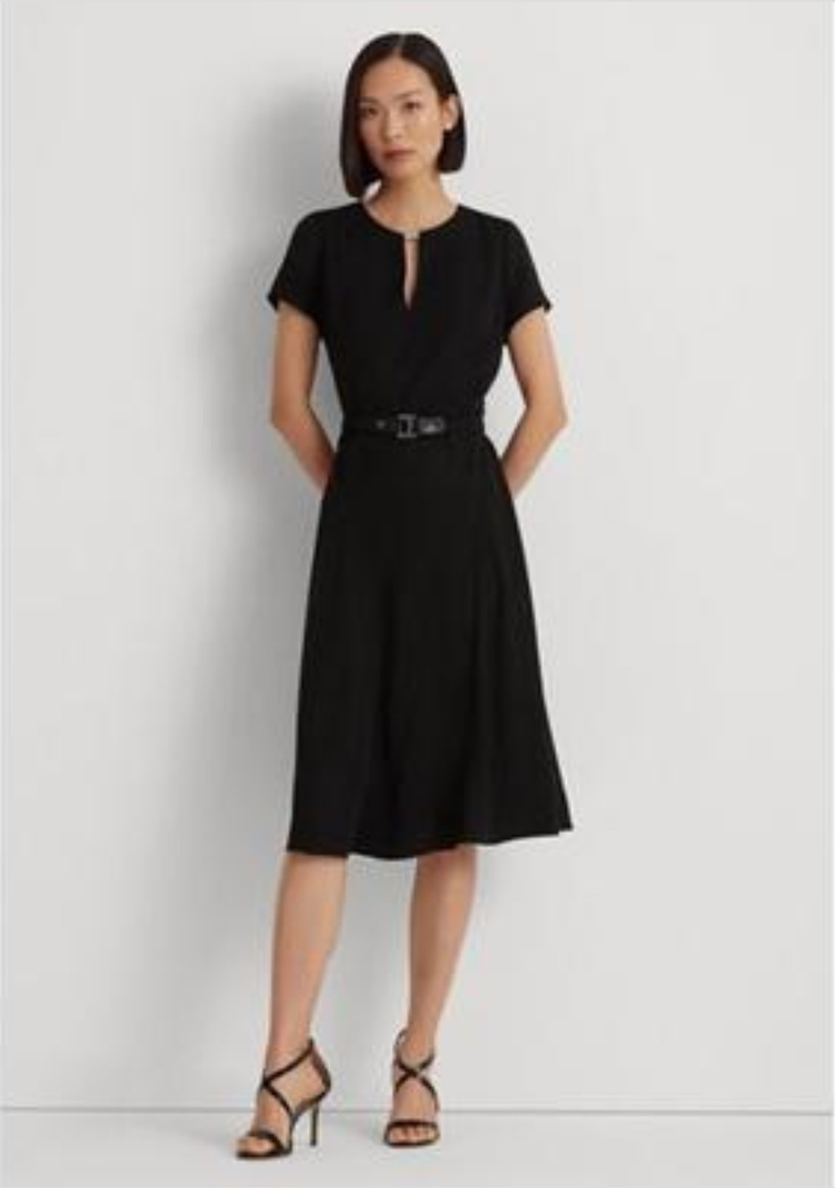 Lauren Ralph Lauren Women Georgette Dress Navy Size 6 (NewDefect/Missing Belt)